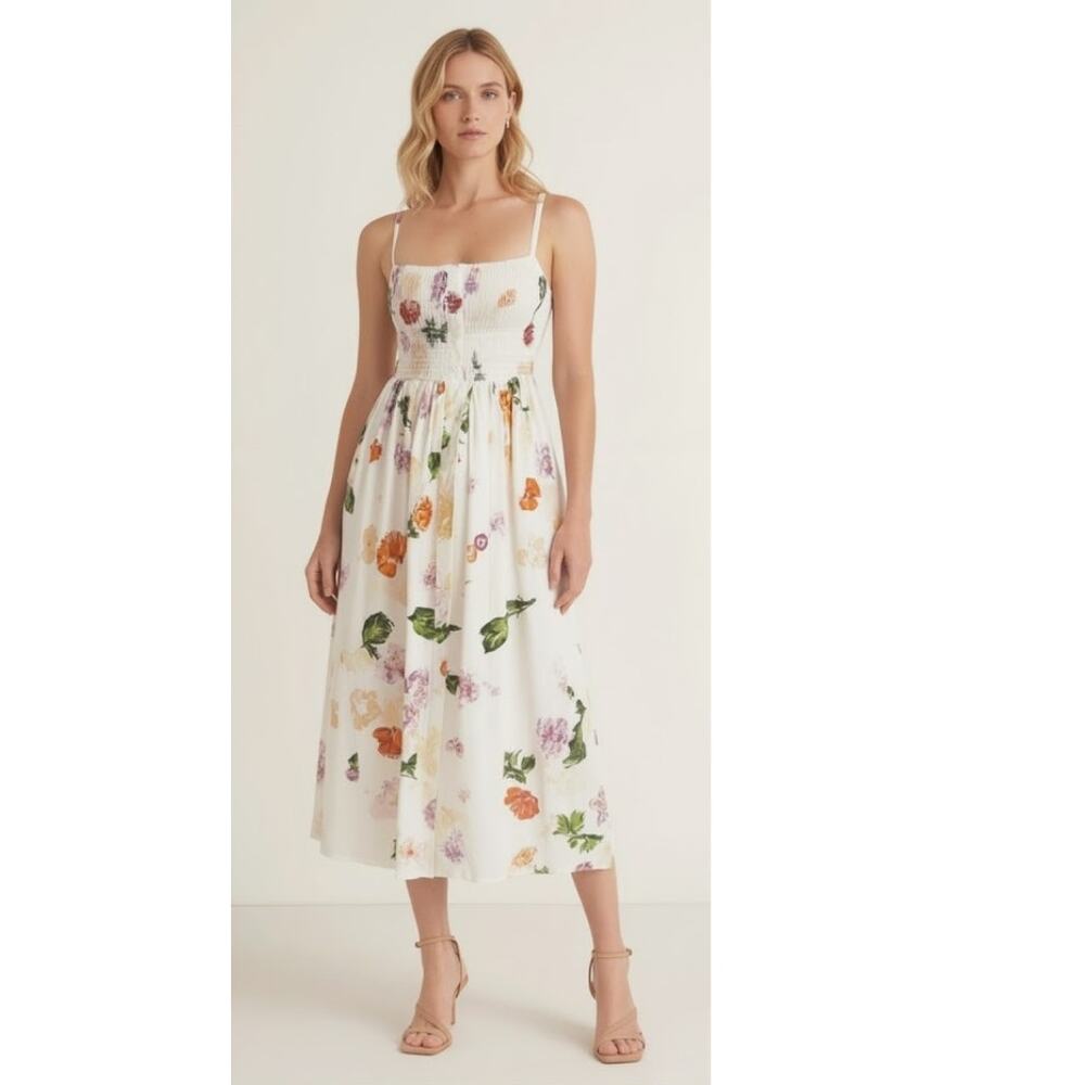 Verandah Smocked Floral Midi Dress XS NEW - Picture 9 of 10